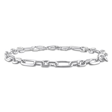 Sofia B. Sterling Silver Diamond Cut Figaro Chain Anklet
