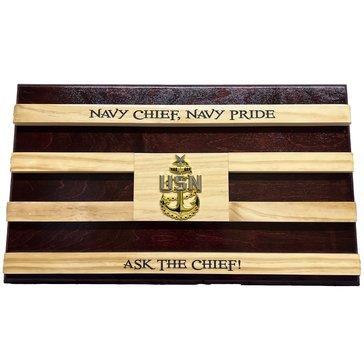 Custom Coin Holders Senior Chief Petty Officer Engraved Flag Wall-Mount Coin Holder