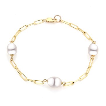 Imperial Freshwater Cultured Pearl Paperclip Link Station Bracelet