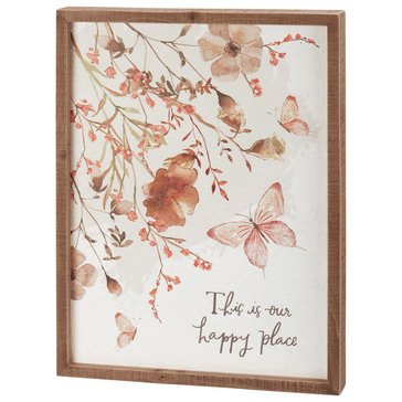 Primitives By Kathy Happy Place Flroal Butterfly Box Sign