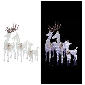 Alpine Reindeer Family with Cool, White LED Lights