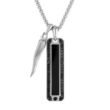 Bulova Men's Icon Amulet Onyx and Diamond Necklace