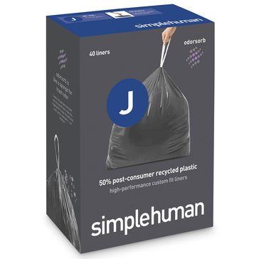 simplehuman Odorsorb Custom Fit J Liners, 40pk