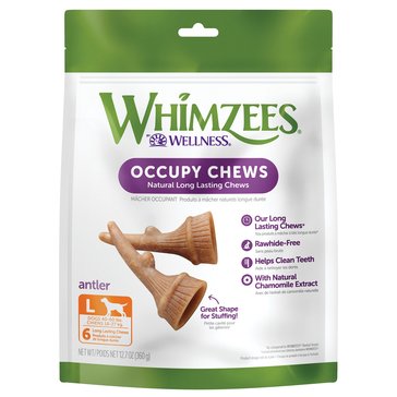 Whimzees Occupy Antler Natural Grain Free Large Breed Dental Chews For Dogs