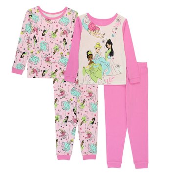 AME Disney Princess Baby Girls Princess Story 4 Piece Pajamas