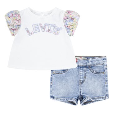 Levis Baby Girls Floral Sleeve Tee And Short Set