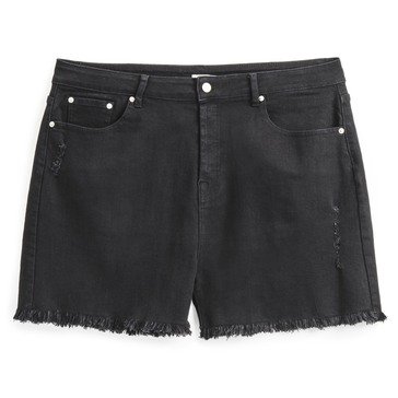 Yarn & Sea Women's Plus High Rise Long Denim Shorts