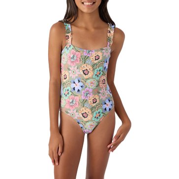 O'Neill Big Girls Floral Ruffle Strap One Piece Swimsuit