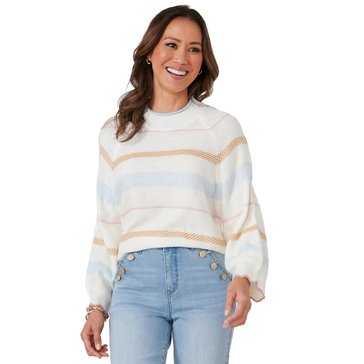 Democracy Women's Stripe Crewneck Sweater  (Petites)