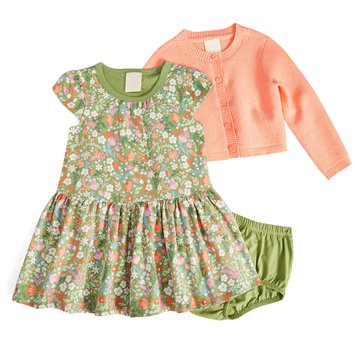 Wanderling Baby Girls' Colorfull Dress 3-Piece Set