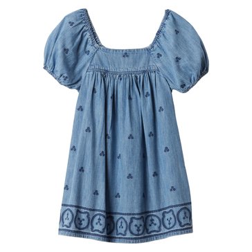 Gap Baby Girls' Bubble Sleeve Denim Embroidered Dress
