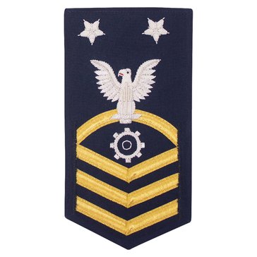 USCG E9 (MK) Men's Rating Badge Vanfine BULLION Gold on Blue