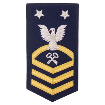 USCG E9 (SK) Men's Rating Badge Vanfine BULLION Gold on Blue