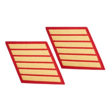USMC Women's Service Stripe Set-6 Gold on Red Merrowed