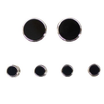 Shirt Studs and Cuff Links in Black Onyx with Silver Backing SET of 4