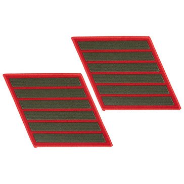 USMC Men's Service Stripe Set 6 Green on Red Merrowed