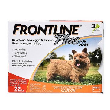 Frontline Plus Flea and Tick Treatment for Dogs 0-22lbs, 3pk