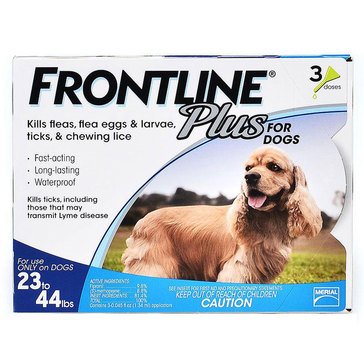 Frontline Plus Flea and Tick Treatment for Dogs 23-44lbs, 3pk