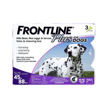 Frontline Plus Flea and Tick Treatment for Dogs 45-88lbs, 3pk