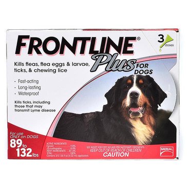 Frontline Plus Flea and Tick Treatment for Dogs 89-132lbs, 3pk