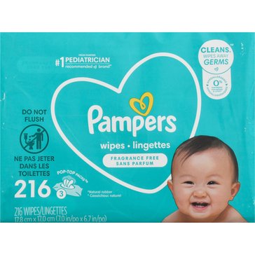 Pampers Complete Clean Baby Wipes - Fragrance Free 3 Pack, 216ct