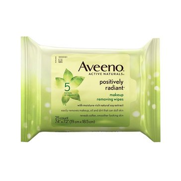 Aveeno Positively Radiant Makeup Remover Wipes, 25ct