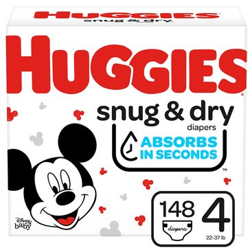 Huggies Snug & Dry Huge Pack Diapers, Size 4 - 148 Count