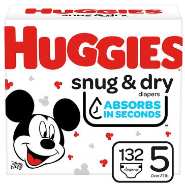 Huggies Snug & Dry Huge Pack Diapers, Size 5 - 132 Count