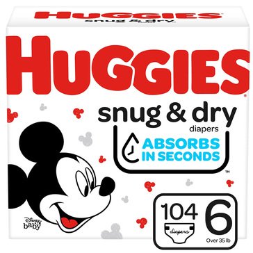 Huggies Snug & Dry Huge Pack Diapers, Size 6 - 104 Count